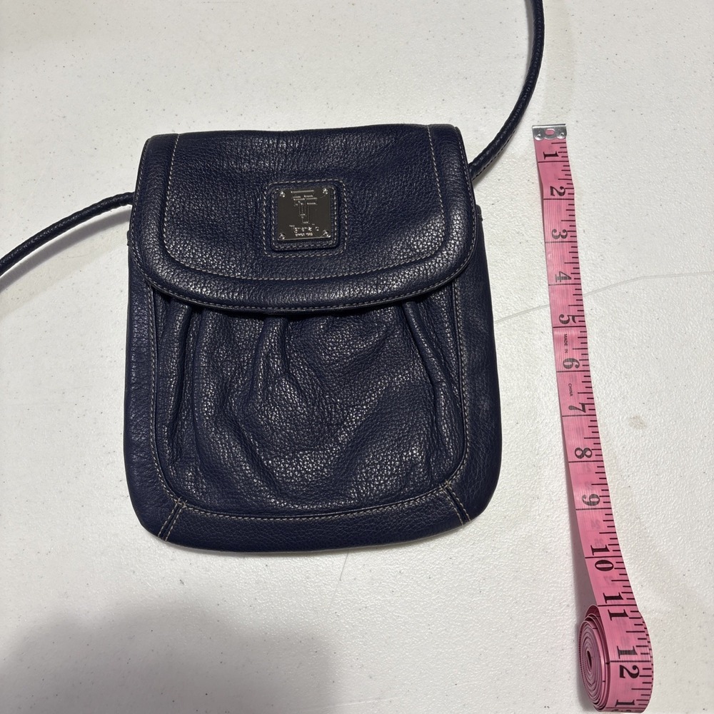 Vintage Blue Tignanello Crossbody Handbag 1989 Pebbled Leathe - Picture 2 of 8